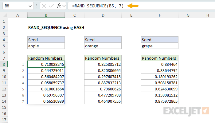 RAND_SEQUENCE using HASH