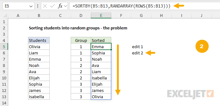The random sort changes when an unrelated edit is made in cell G6