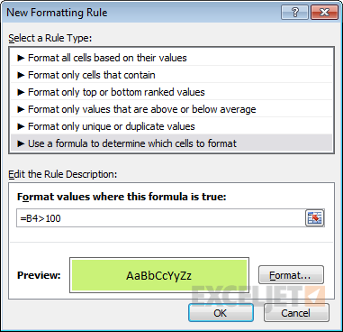 Dummy formula pasted, rule ready to save