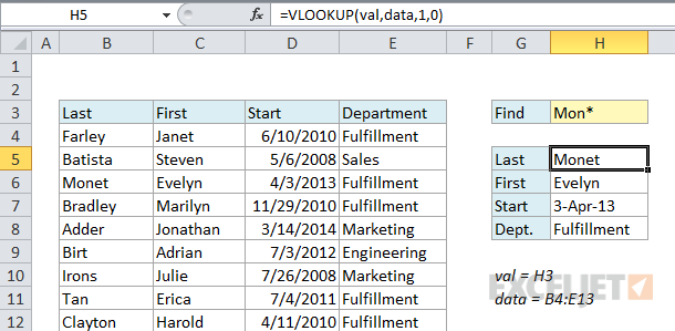 VLOOKUP with wildcards - using an asterisk directly