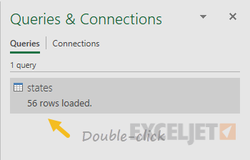 Double-click query in Queries and Connections