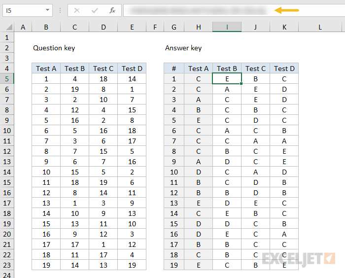 Test answer key - what formula?