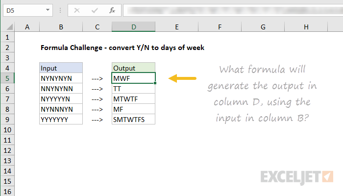Formula challenge - convert Y/N to days of week