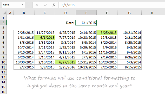 Highlight dates in the same month and year