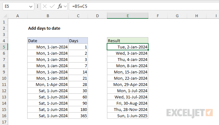 Add days to date