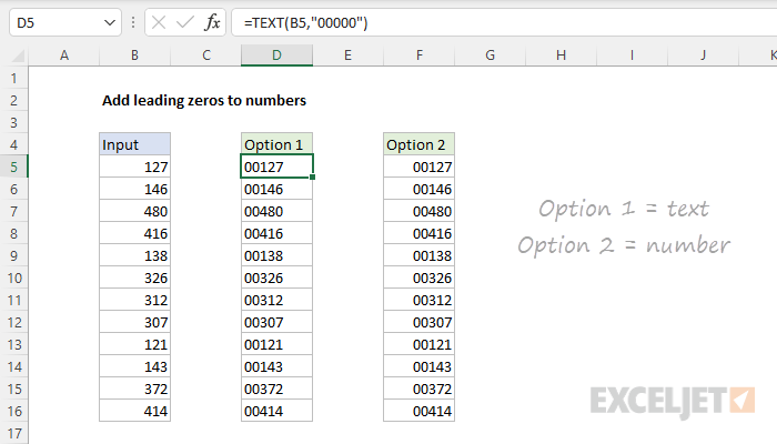 Add leading zeros to numbers