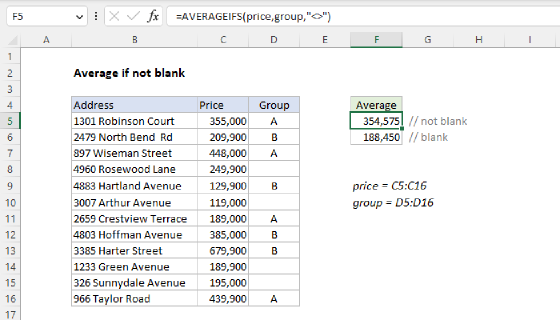 Excel Average if not blank