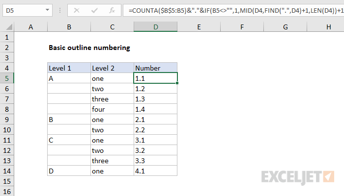 Basic outline numbering