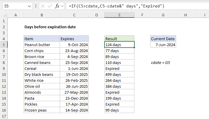 Calculate time before expiration date
