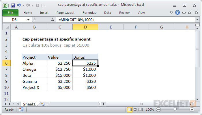 Cap percentage at specific amount