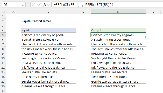 Excel Capitalize first letter in a text string