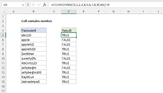 Excel Cell contains number
