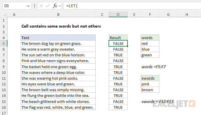 Testing for specific words while excluding others