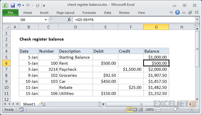Check register balance