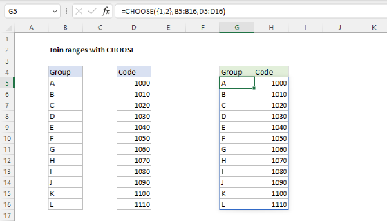 Excel Combine ranges with CHOOSE