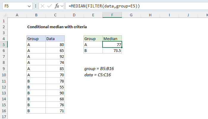 Conditional median with criteria - Excel formula - Exceljet
