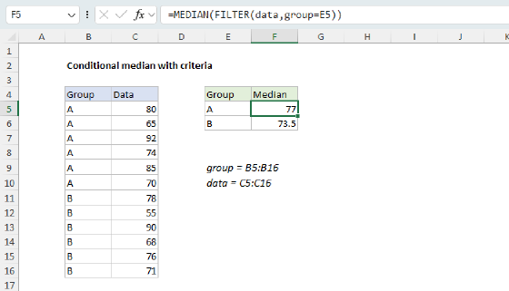Excel Conditional median with criteria