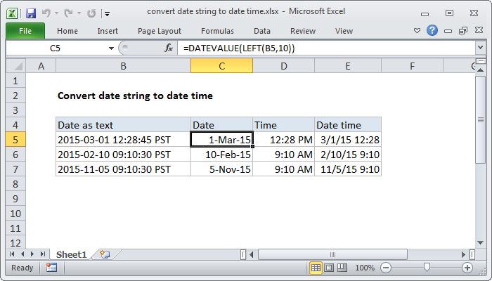 Convert date string to date time - Excel formula | Exceljet