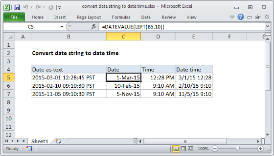 Excel Convert date string to date time