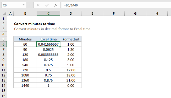 Excel Convert decimal minutes to Excel time