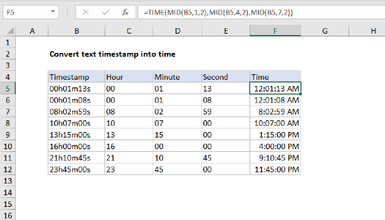 Excel Convert text timestamp into time