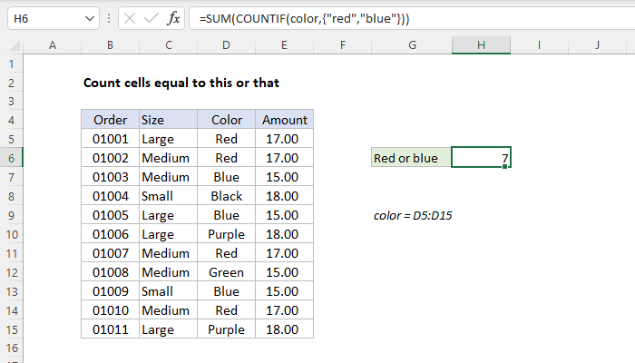 Count cells equal to this or that