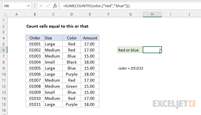 Count cells equal to this or that