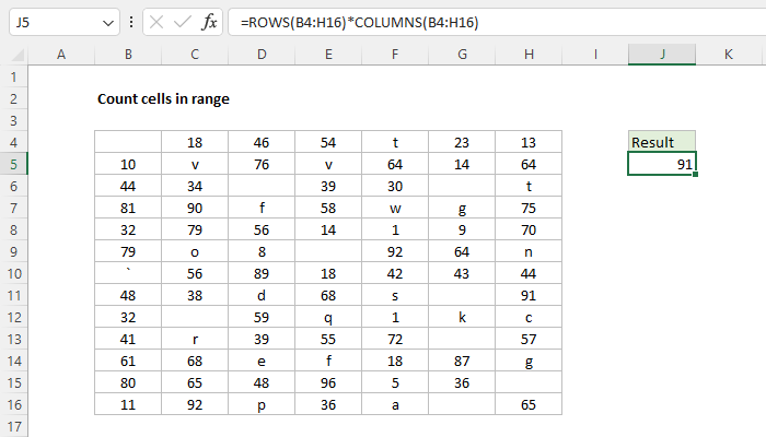 Count cells in range