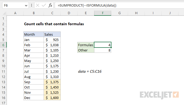 Count cells that contain formulas