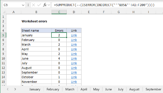 Excel Count errors in all sheets