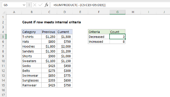 Excel Count if row meets internal criteria