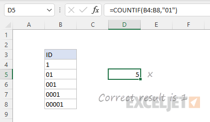 COUNTIF with leading zeros does not work