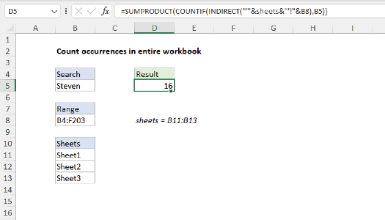 Excel Count occurrences in entire workbook