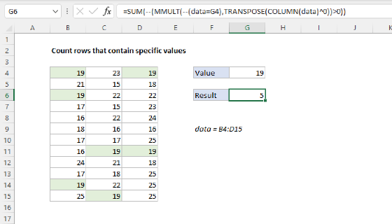 Excel Count rows that contain specific values