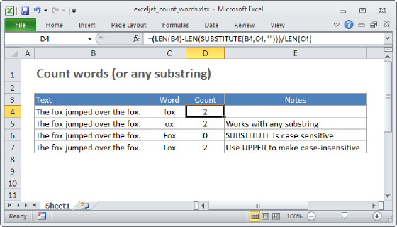 Excel Count specific words in a cell