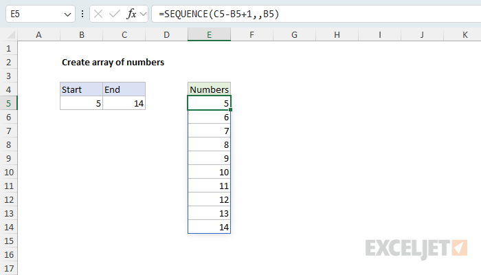 Create array of numbers