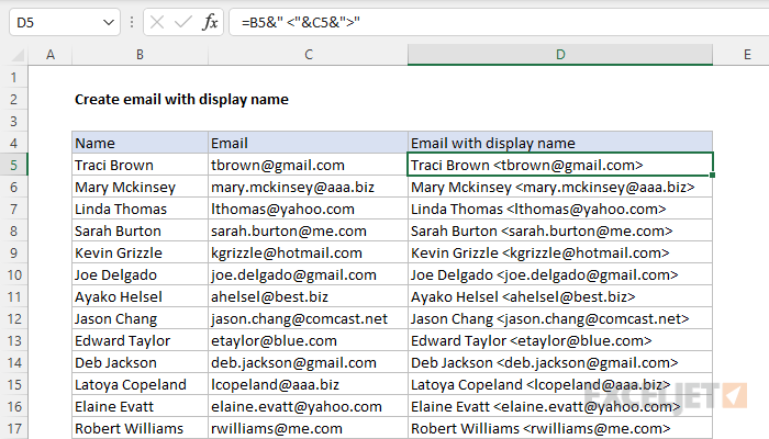 Create email with display name