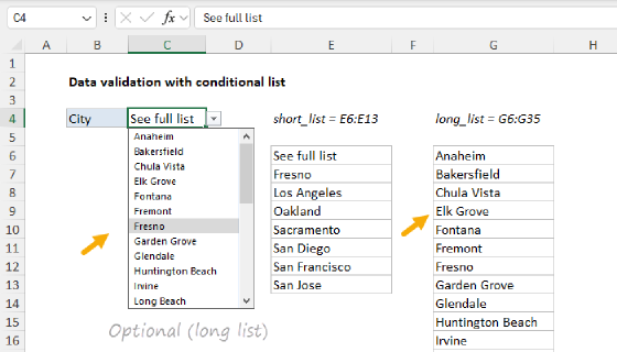 Excel Data validation with conditional list