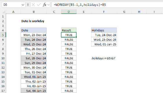 Excel Date is workday