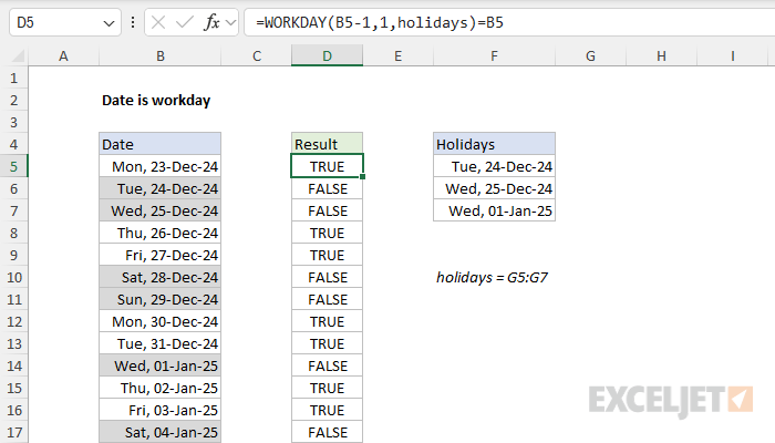 Date is workday
