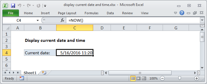 Display the current date and time - Excel formula | Exceljet