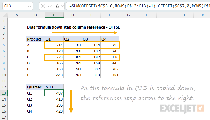 Drag formula down step column reference - Excel formula | Exceljet