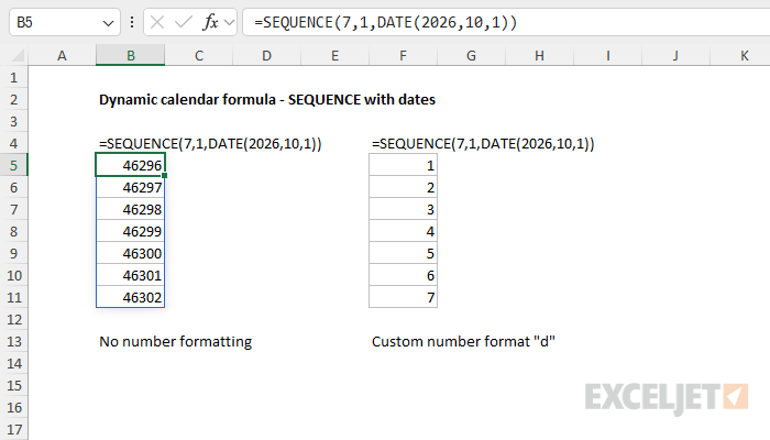 SEQUENCE with dates and custom number formatting
