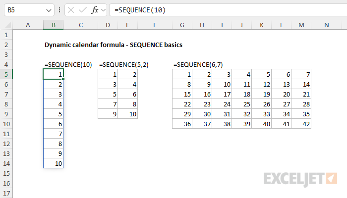 Basic SEQUENCE function examples