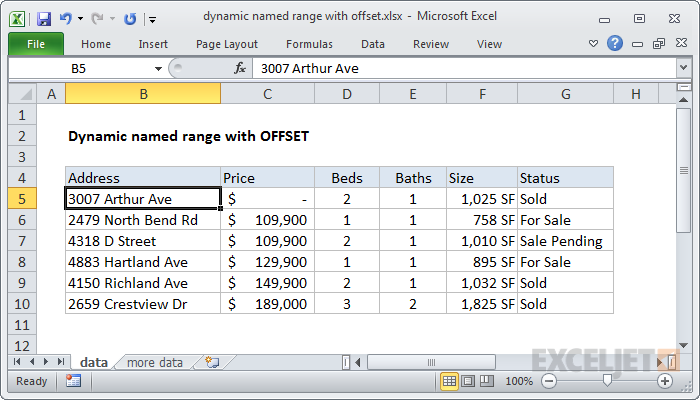 Dynamic named range with OFFSET