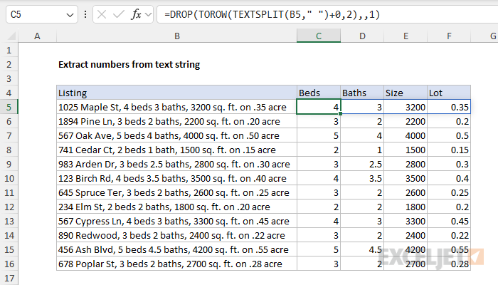 Extract numbers from text