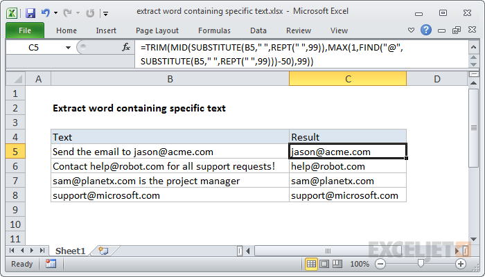 Extract word containing specific text
