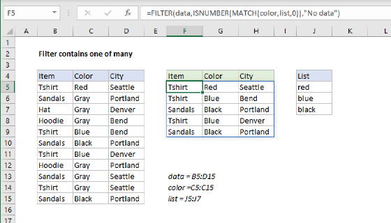Excel Filter contains one of many