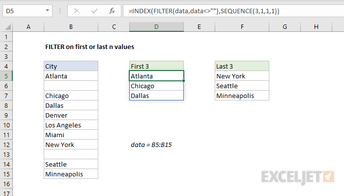 FILTER on first or last n values