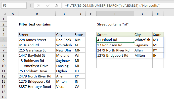 Filter text contains - Excel formula | Exceljet